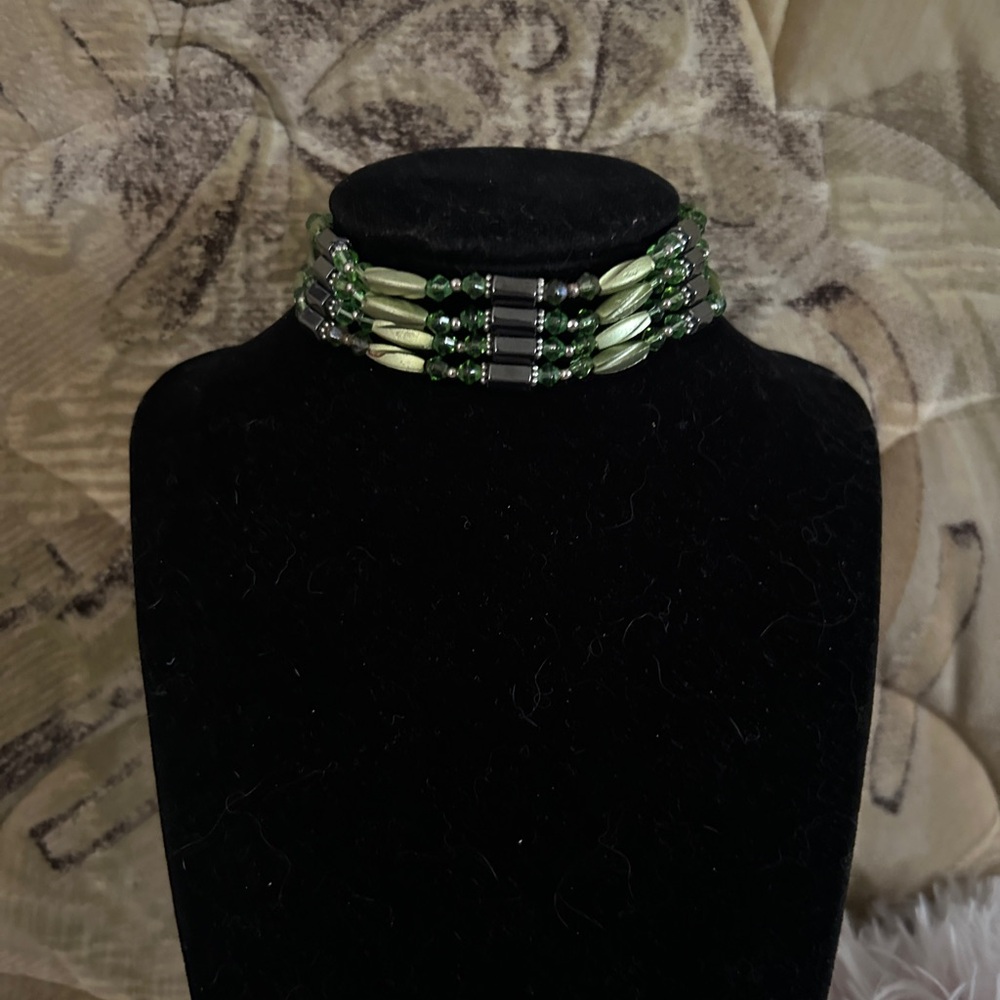 Hematite Magnetic Green Beaded Bracelet/Necklace
